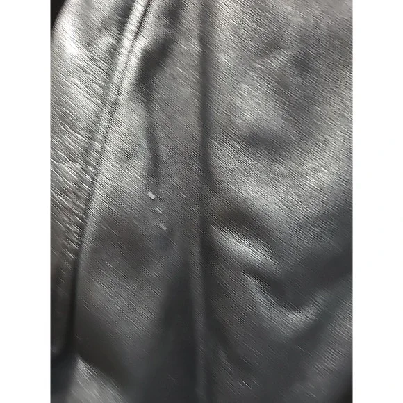 Vintage Y2K LNR Black Leather‎ Fur Collar Zip Front Jacket Size Medium